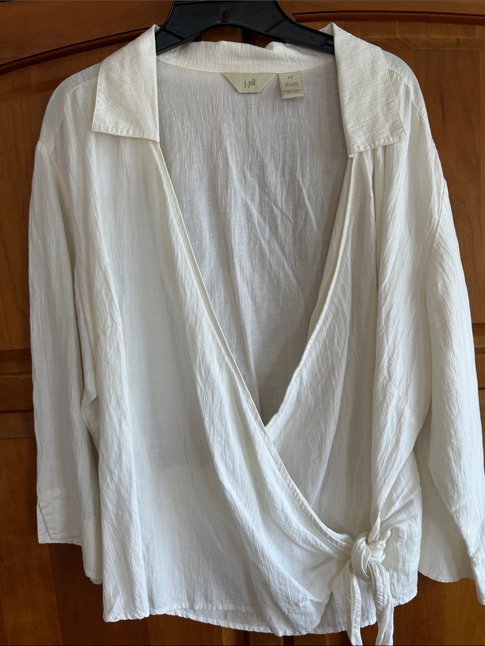 J. Jill Cream Wrap-Front Blouse with Side Tie